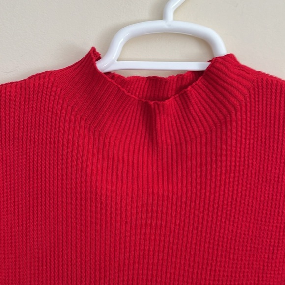 NO BOUNDARIES Red Ribbed Puffy Floral Sheer Sleeve Cable knit Sweater Dress NWOT - Picture 11 of 13